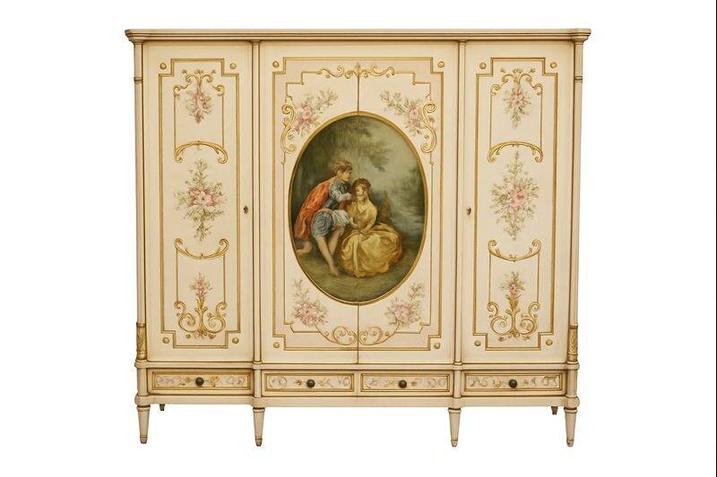 Romantic Louis XV style four-door wardrobe