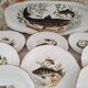 Service à poisson vintage en porcelaine de Sologne Lamotte décor poissons d'eau douce