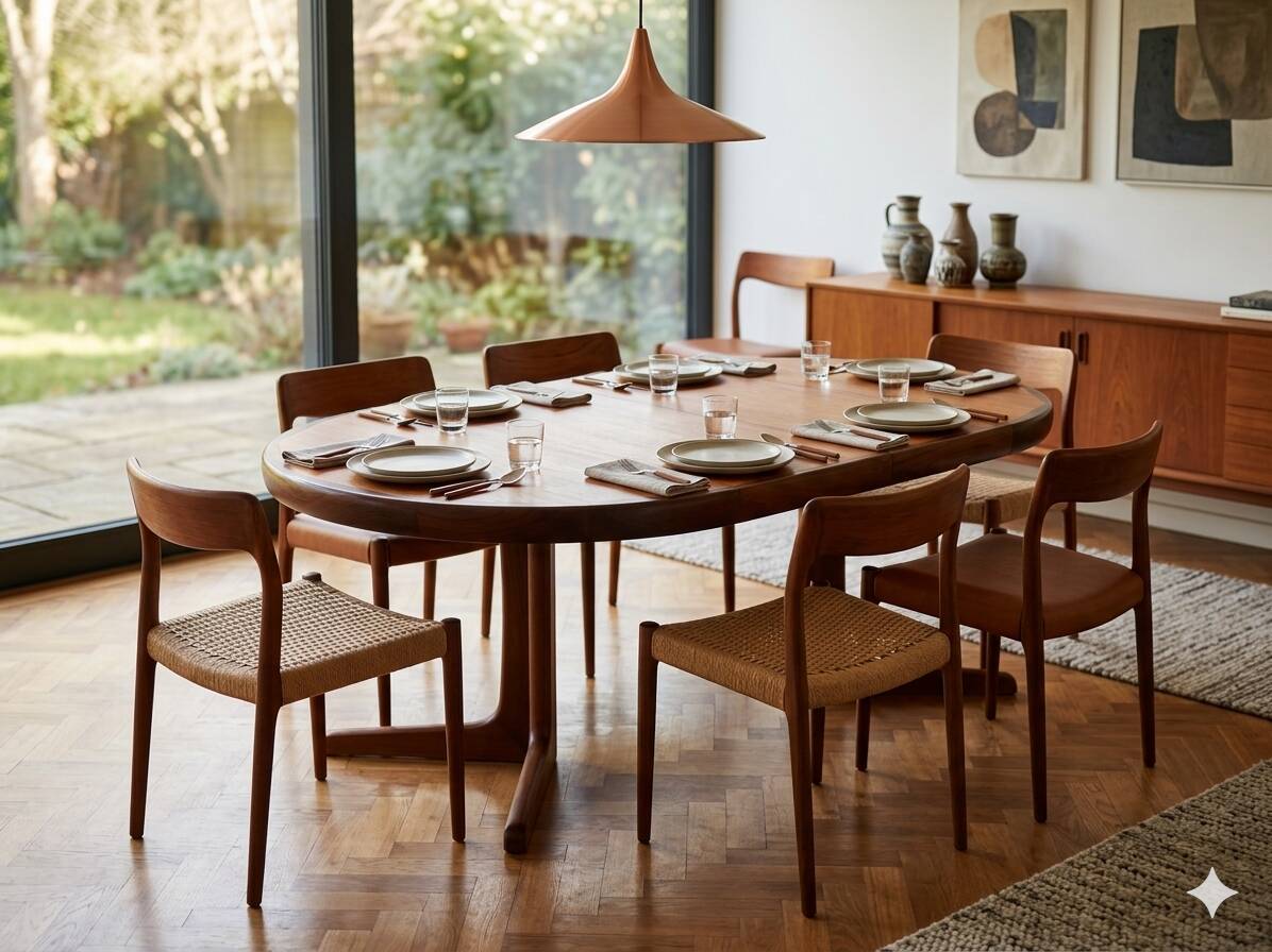 Baumann extendable teak table from the 1960s (2 extensions)