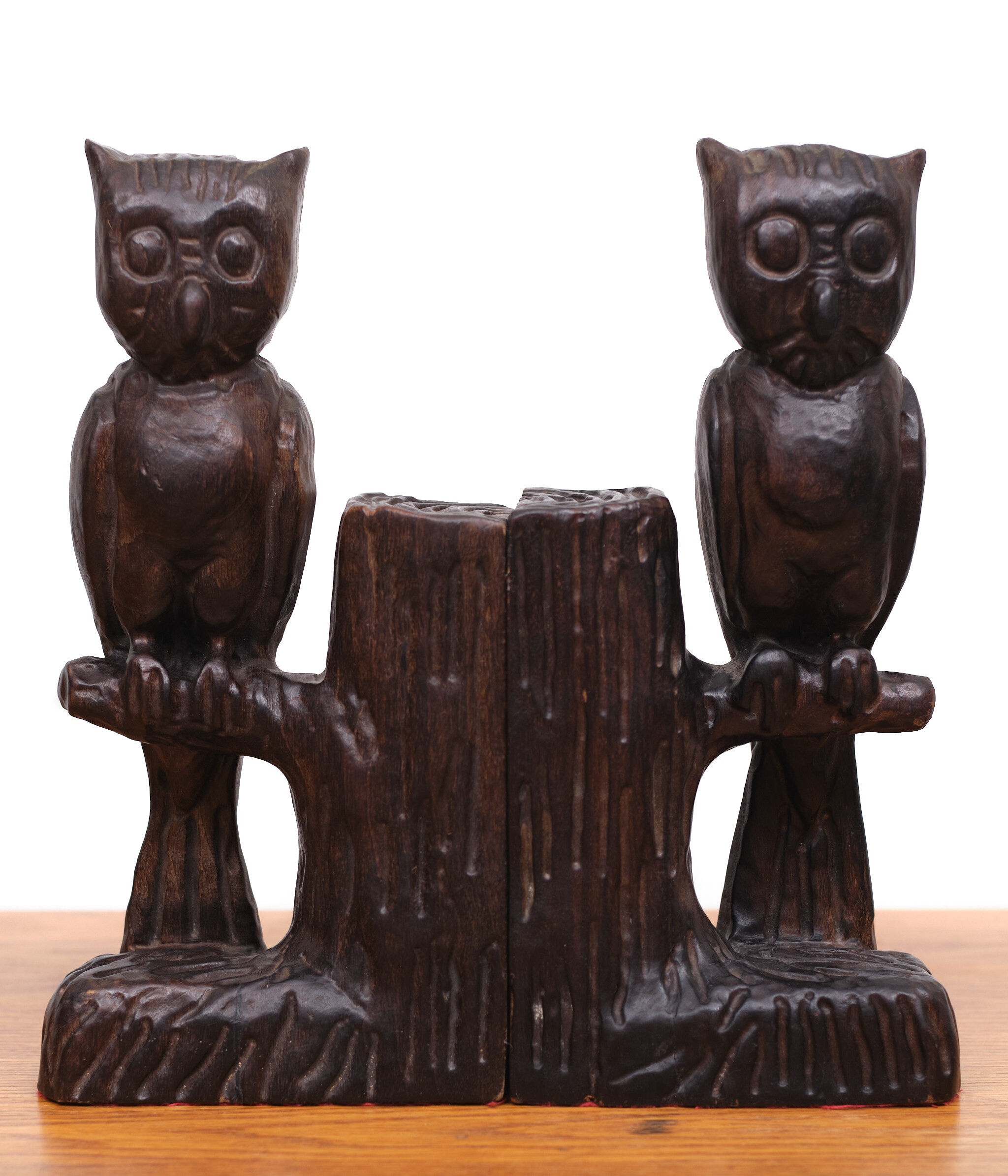 Vintage Owl Bookends Wood Spain, 1960s