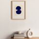 abstract painting on ultramarine blue paper signed Eawy