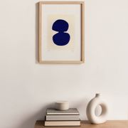 abstract painting on ultramarine blue paper signed Eawy