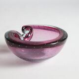 Murano glass purple bullicante trinket bowl, 1960s