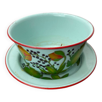 Enameled metal flowerpot