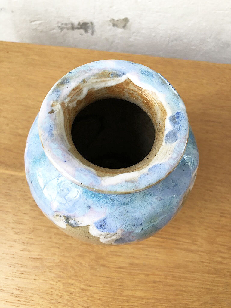 Enamelled sandstone vase