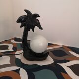 Lamp black palm in ceramic and opaline year 70