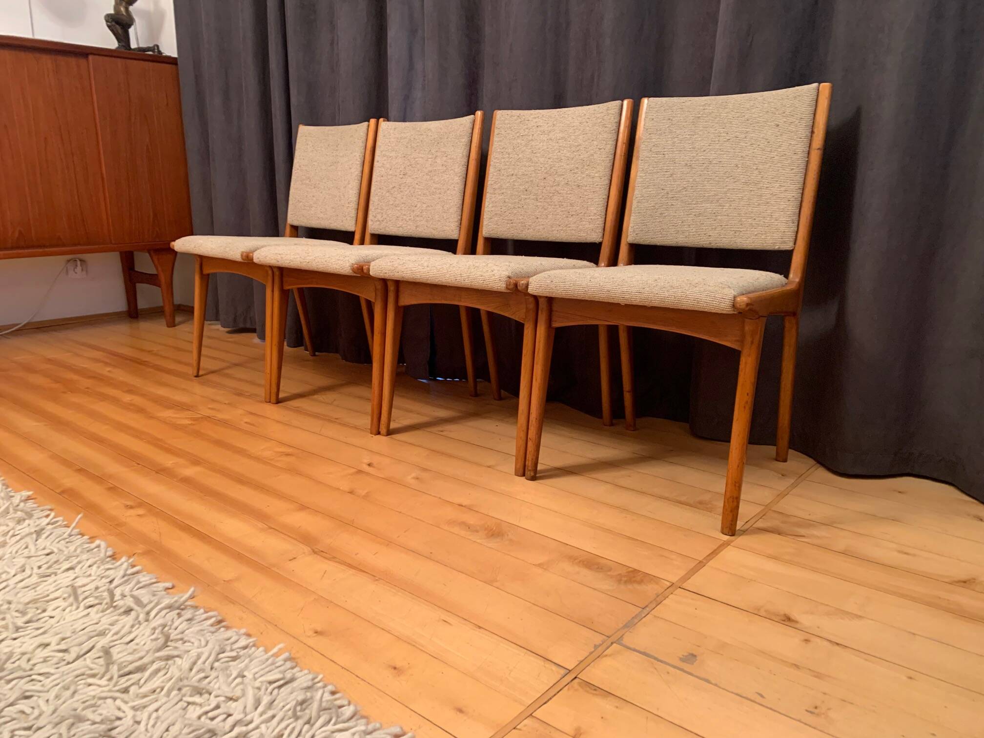 Set of four Cane Back chairs designed by Jens Risom, JO Carlssons, Sweden, 1950s