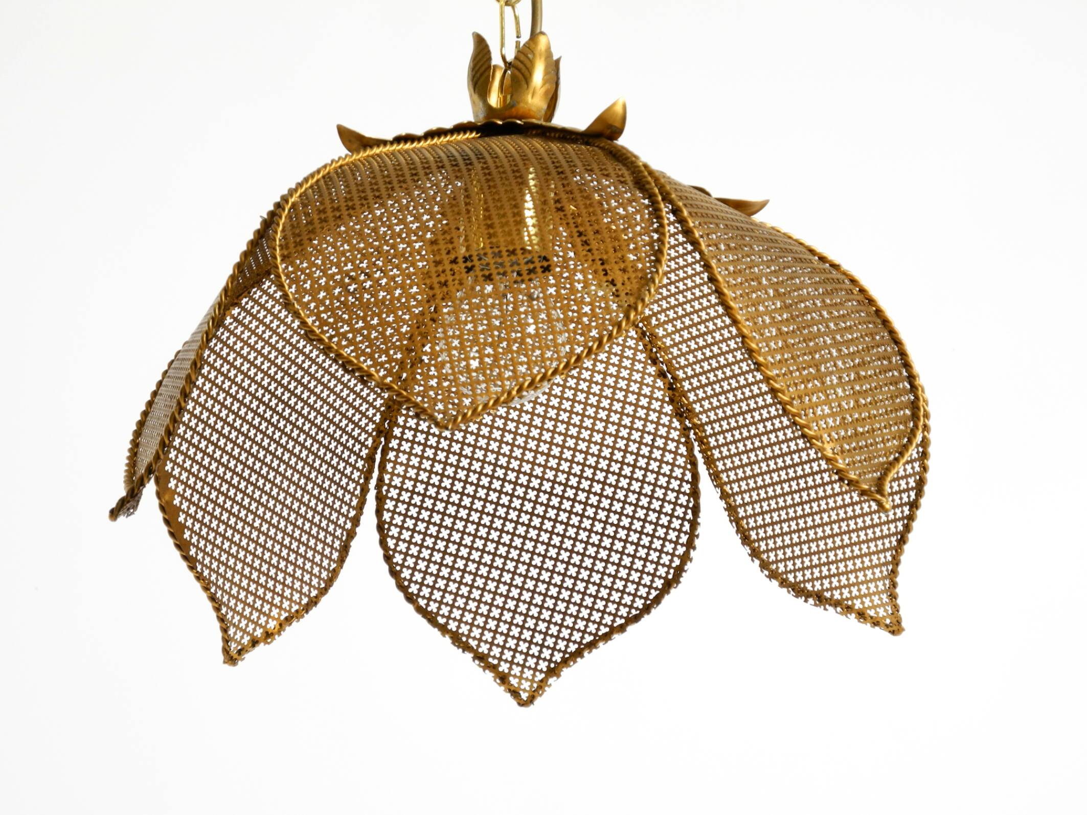 Beautiful rare 1980s Regency floral design brass ceiling lamp