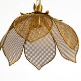 Beautiful rare 1980s Regency floral design brass ceiling lamp