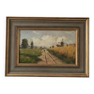 Vintage Original Landscape Cottage Oil Painting: Framed Nature Art