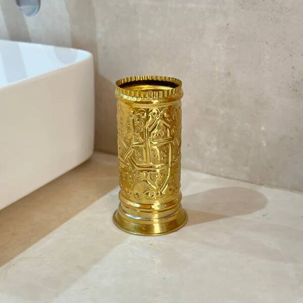 Traditional glass in gilded brass