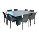 Table 160 × 160 inspiration Vignelli & 8 chaises cuir Gorini Divani