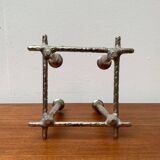 Brutalist sculptural cast aluminium candlestick Danish
