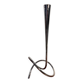 Bougeoir ou soliflore design Black Blum métal argenté