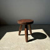 Brown solid wood stool flat circular seat