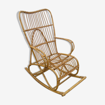 Rocking chair en osier 1970