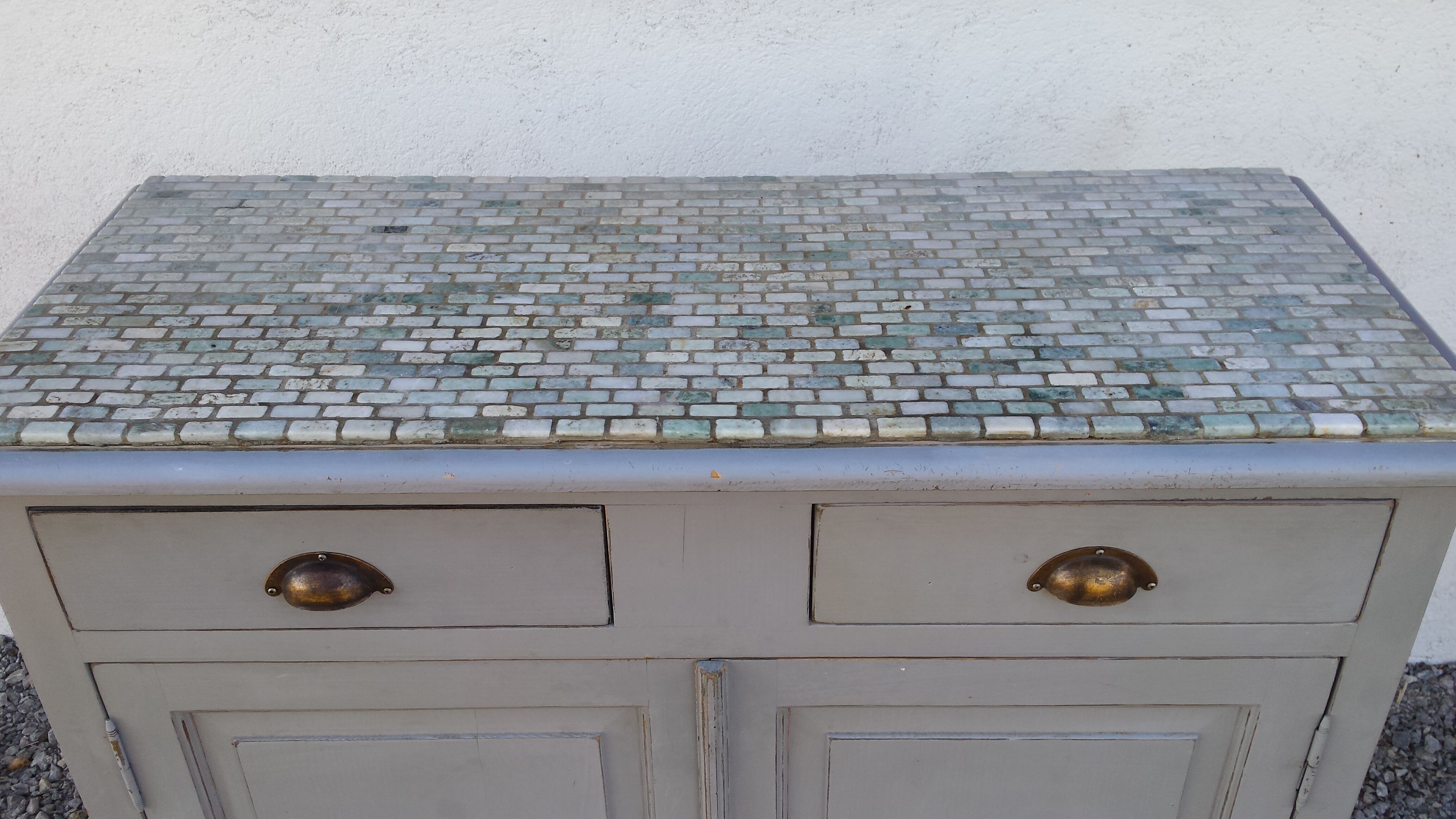 Grey parisian buffet, tile tray "pool"