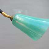 Lamp tripod Tulip green glass 1950