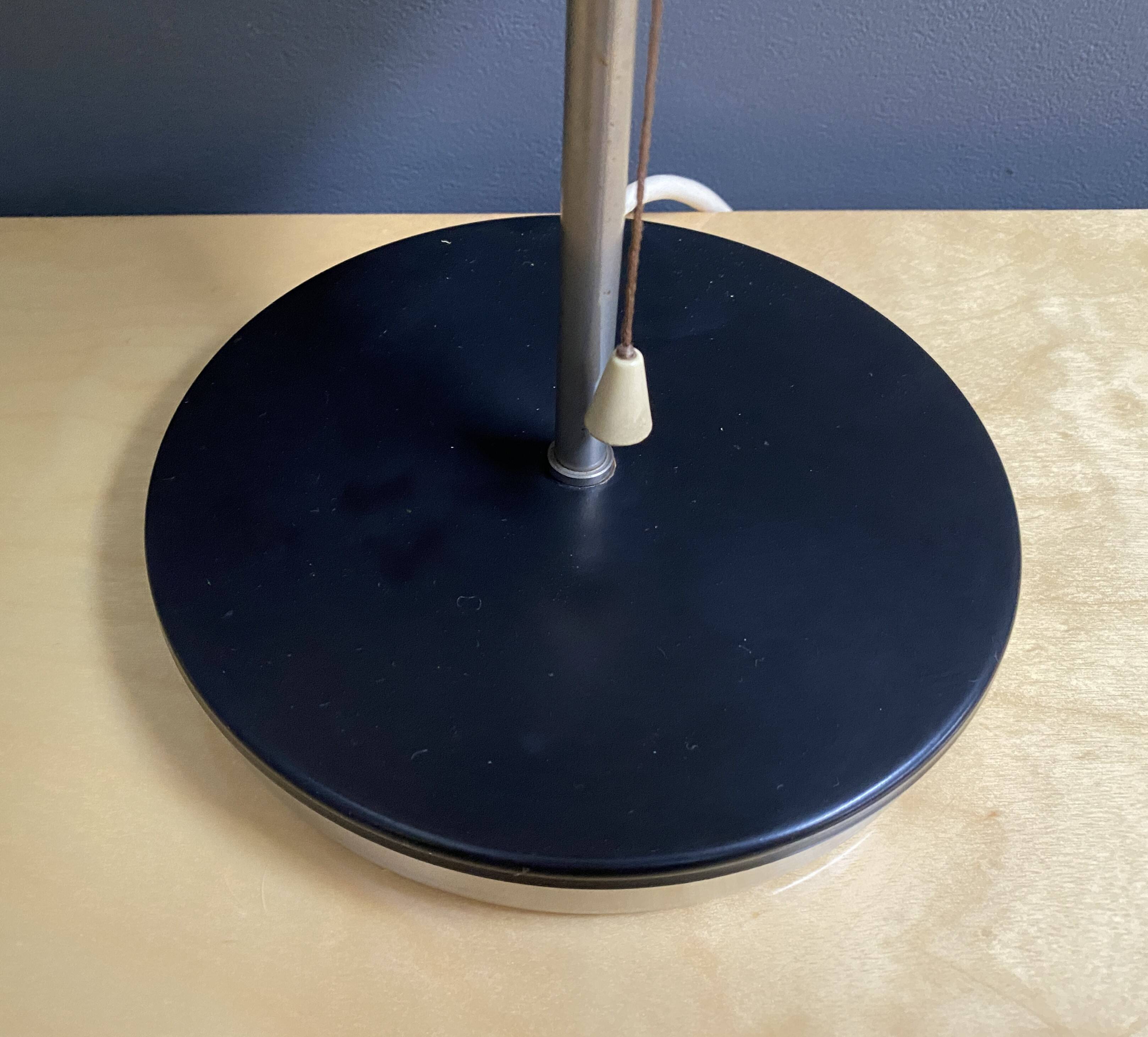 Table lamp in black metal and white glass, by Kamenicky Senov 1960s