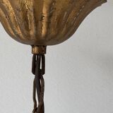 Vintage floral motif pendant, gold metal, France, 1970.