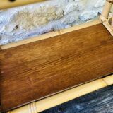 Wall shelf blond wood, bamboo, vintage rattan