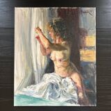 Tableau nu féminin «entre les voiles »