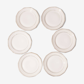 Set of 6 LIMOGES porcelain flat plates