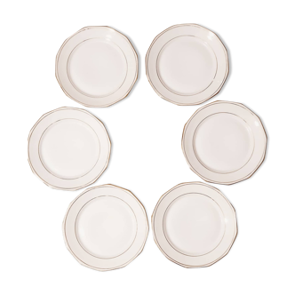 Set of 6 LIMOGES porcelain flat plates