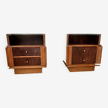 Pair of rosewood bedside tables