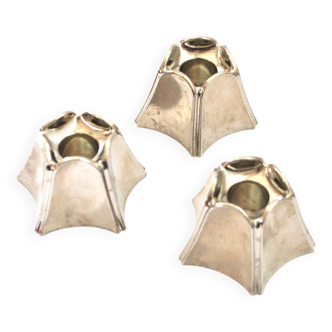 Set of 3 DESIGN BMF modular candle holders in silver metal 1970