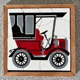 Wooden frame puzzle from the 60s/70s depicting a vintage car.