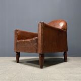 Leather art deco club chair from france, early 1900