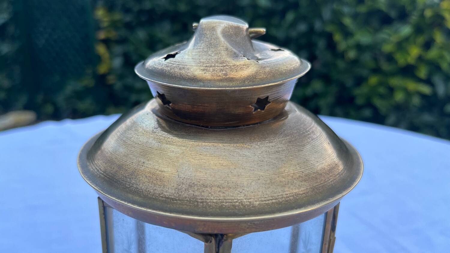 Vintage brass candle holder lantern