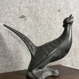 Black lacquered ceramic from the Art Deco period: bird signed Jean