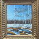 Tableau HSP "Paysage hivernal" monogrammé + cadre