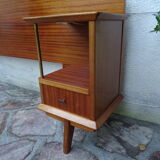 Double teak headof with bedside