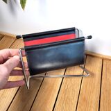 Vintage mail rack in metal and leather