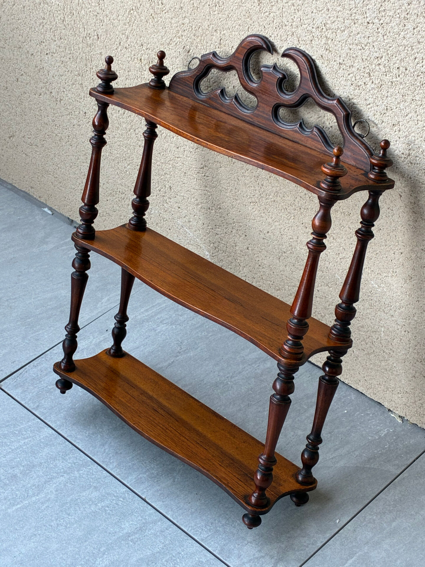 Vintage 60s turned wooden shelf