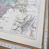 Saône-et-Loire, old map, printed in 1883.