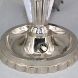 Lampe de table argentée Art-Déco en laiton chromé & verre