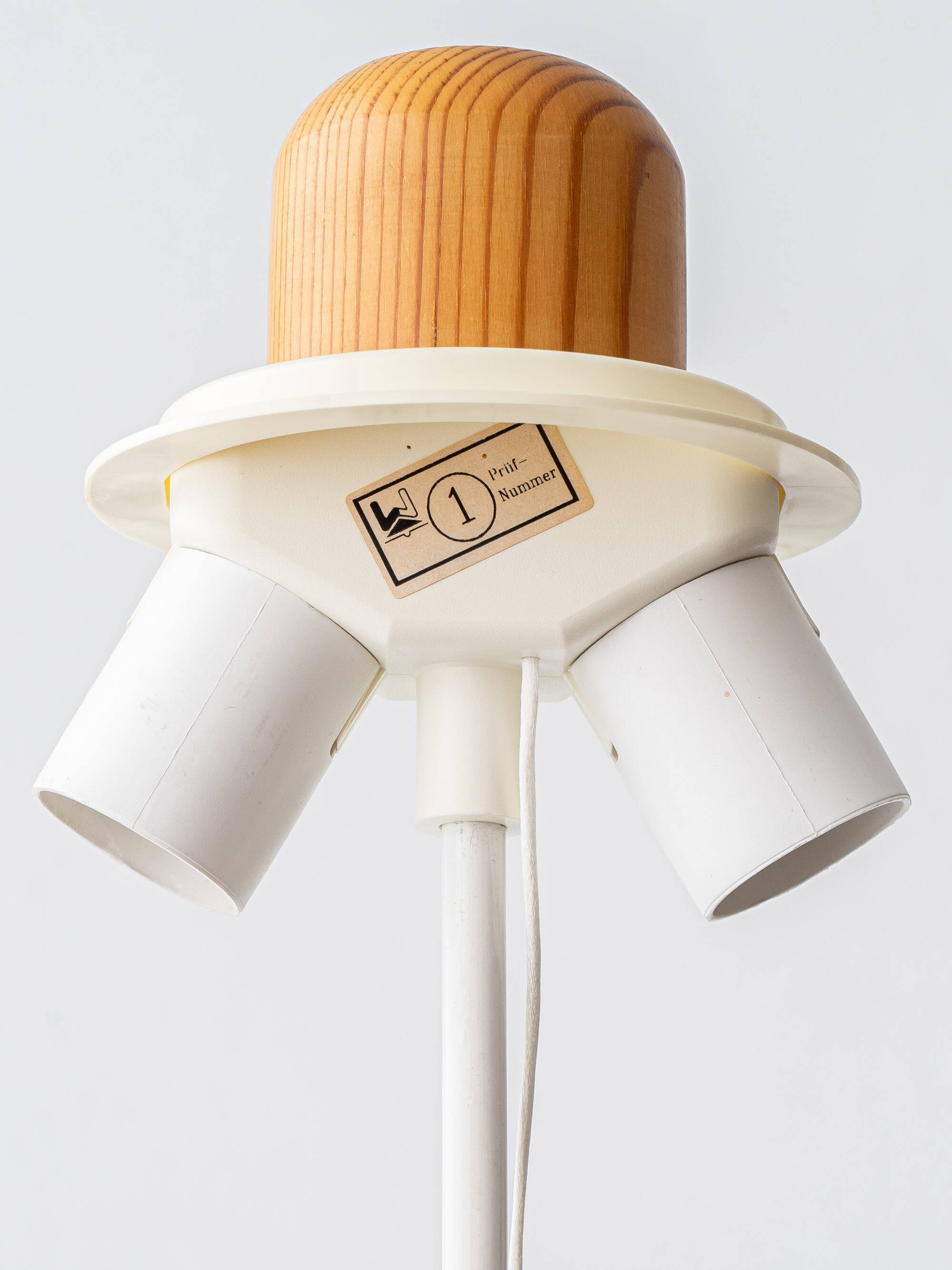 Large Scandinavian Pine Table Lamp with Fabric Shade, 1960s-1970s