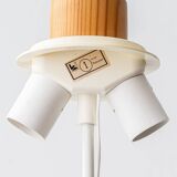 Large Scandinavian Pine Table Lamp with Fabric Shade, 1960s-1970s