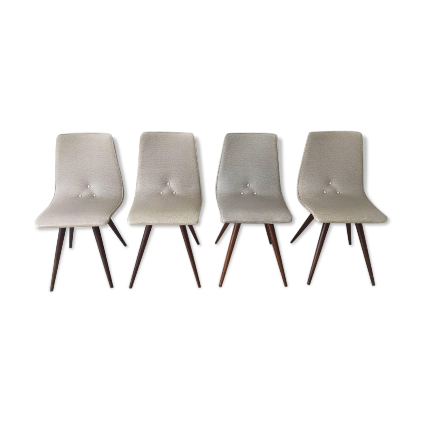 Ensemble de 4 chaises blanche et grise  années 1950