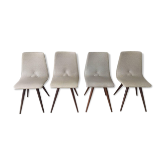Ensemble de 4 chaises blanche et grise  années 1950