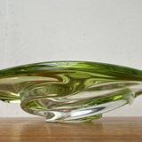 Mid-century modern crystal fruit bowl by Rene Delvenne for Val Saint Lambert, Belgium, 1960s.