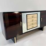 Italian 1940s Art Deco Sideboard in Macassar, Parchment, Attr. Osvaldo Bors