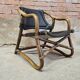Pair of vintage skaï bamboo armchairs