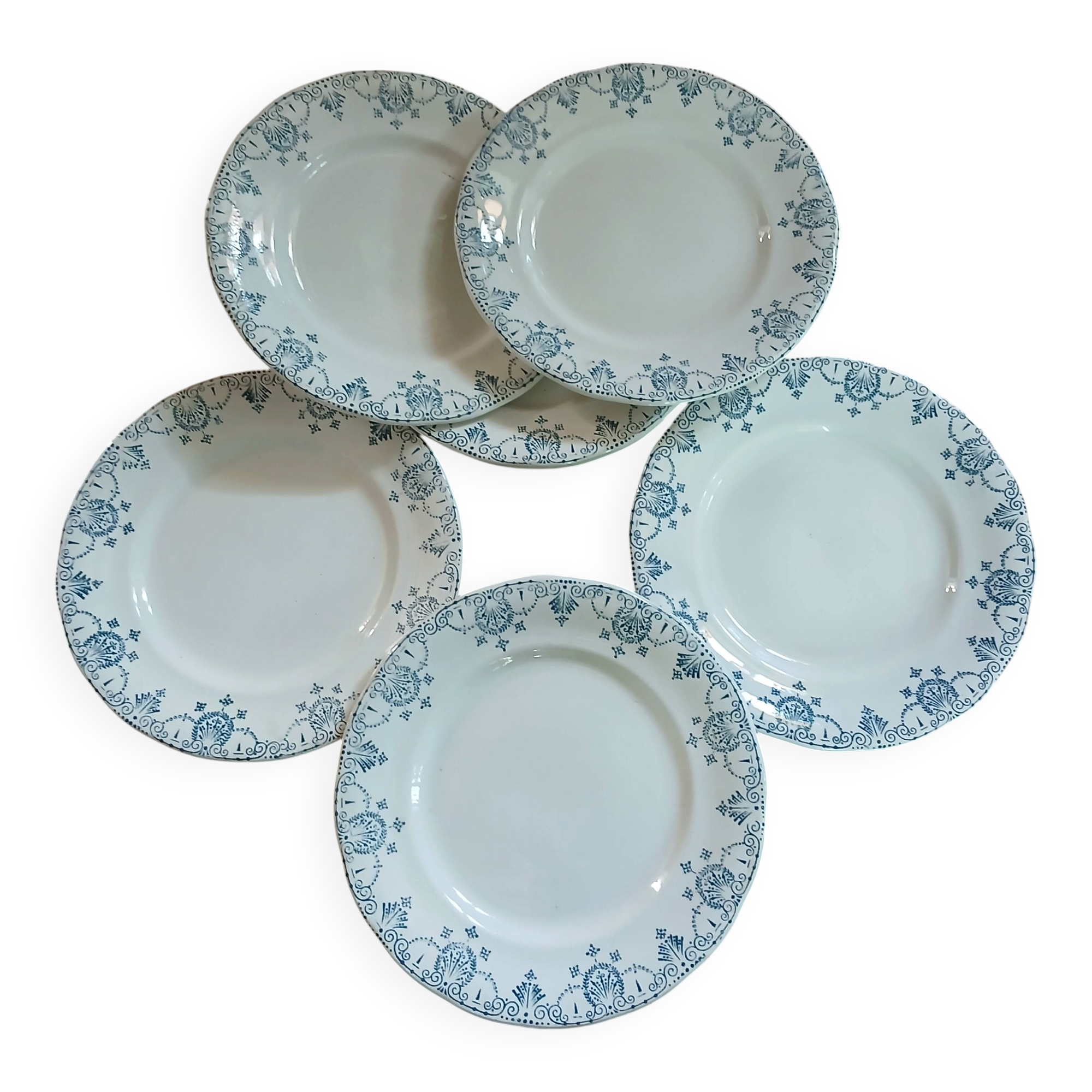 7 antique dessert plates in ironstone