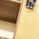 1960s Scandinavian wardrobe, blonde varnished wood, unusual, 4 doors, 3 drawers, 7 shelves.