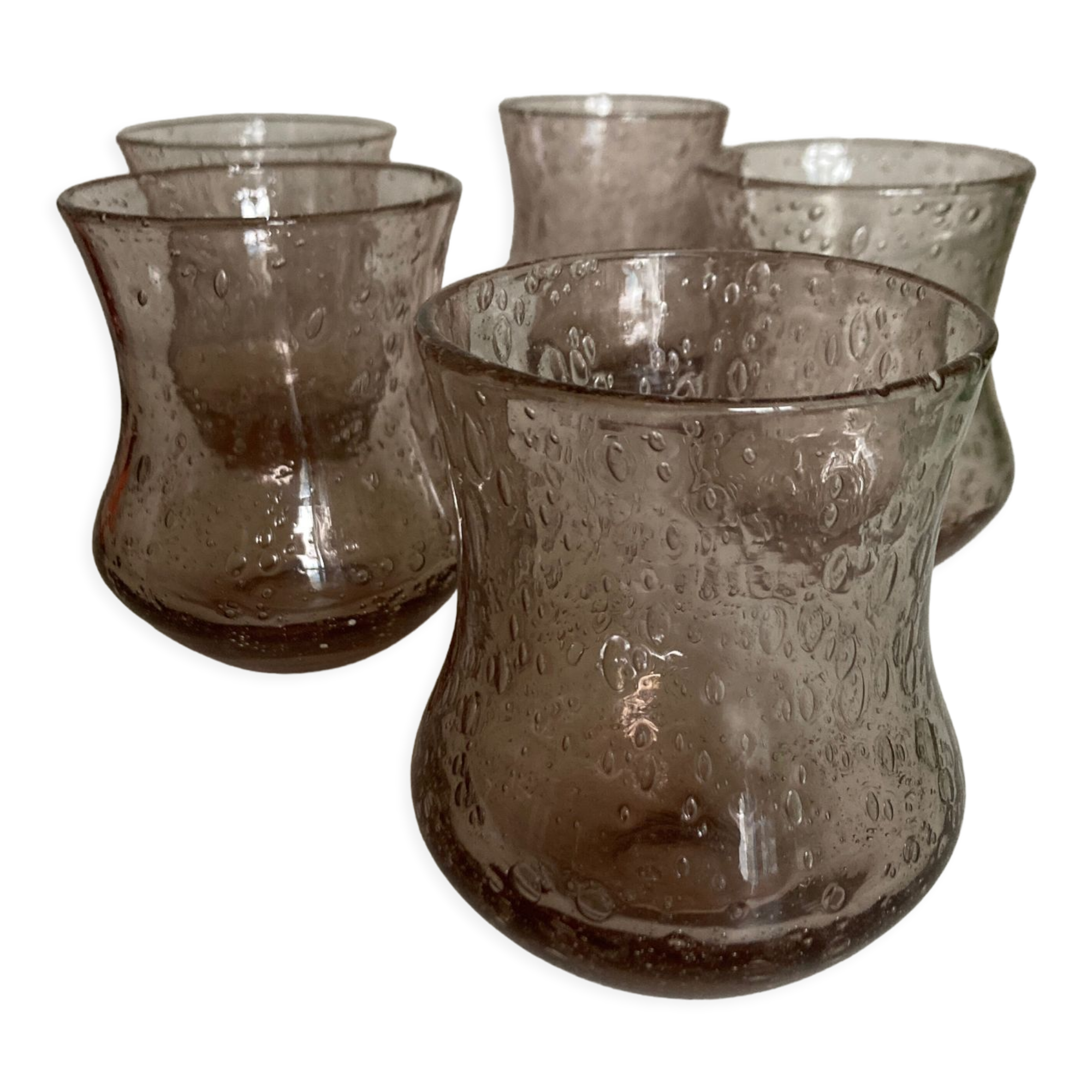 Set of 5 glasses of Biot cups in blown glass 1960